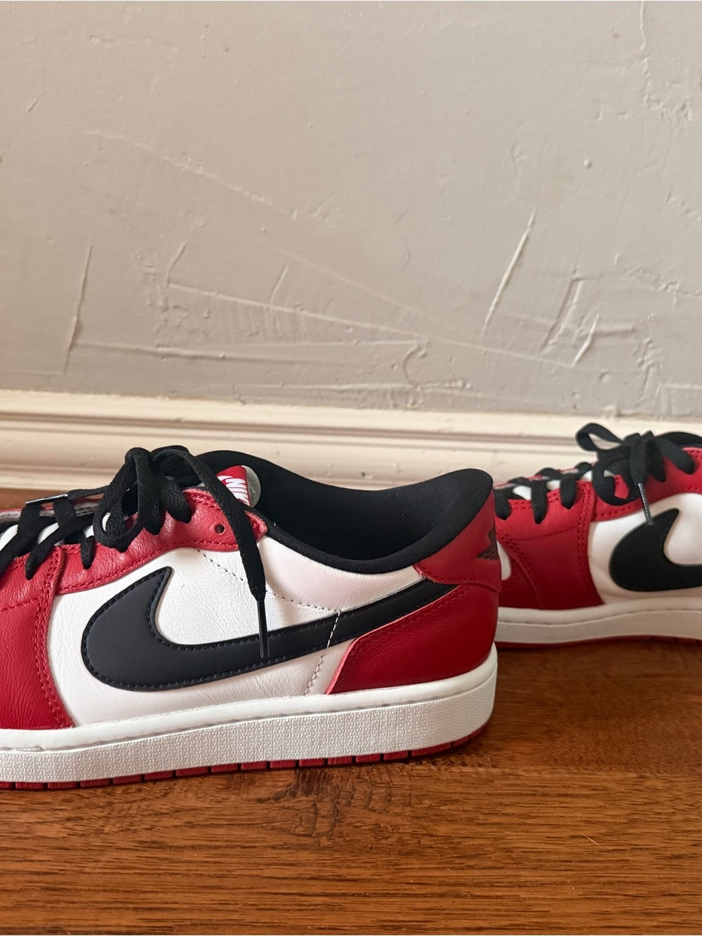 Air Jordan 1 Nike Men's Red, White & Black Low-Top Sneakers - Picture 4 of 5